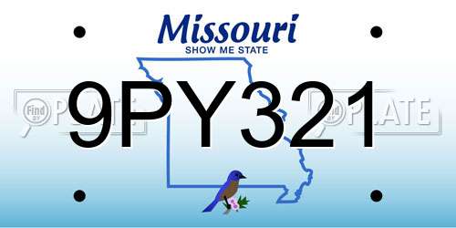 9PY321 Missouri License Plate