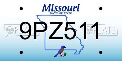9PZ511 Missouri License Plate