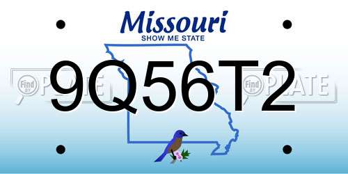 9Q56T2 Missouri License Plate