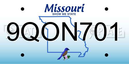 9QON701 Missouri License Plate