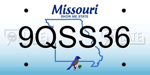 9QSS36 Missouri License Plate