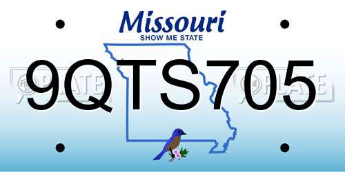 9QTS705 Missouri License Plate