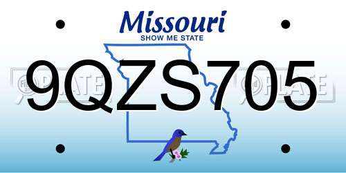 9QZS705 Missouri License Plate