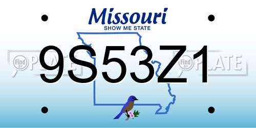 9S53Z1 Missouri License Plate