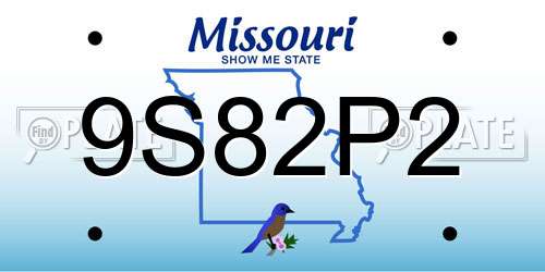 9S82P2 Missouri License Plate