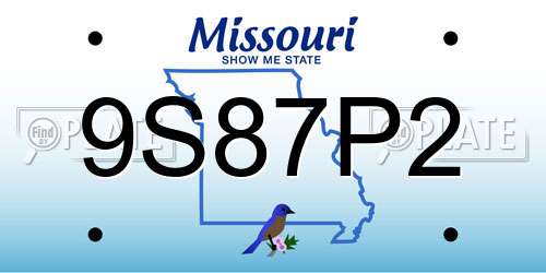 9S87P2 Missouri License Plate