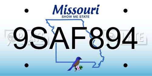 9SAF894 Missouri License Plate
