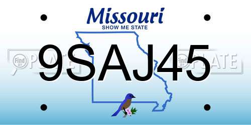 9SAJ45 Missouri License Plate