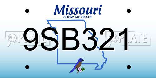 9SB321 Missouri License Plate