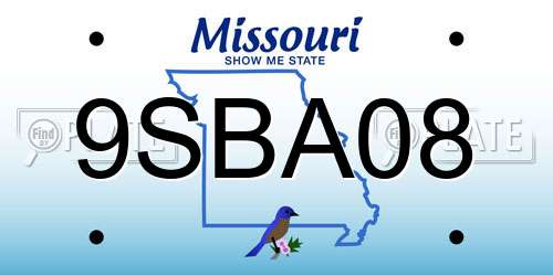 9SBA08 Missouri License Plate
