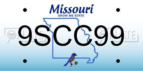 9SCC99 Missouri License Plate