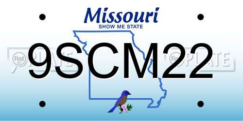 9SCM22 Missouri License Plate
