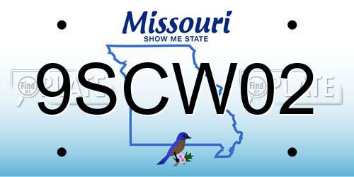 9SCW02 Missouri License Plate