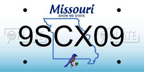 9SCX09 Missouri License Plate