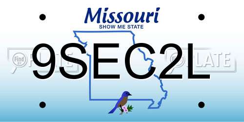 9SEC2L Missouri License Plate