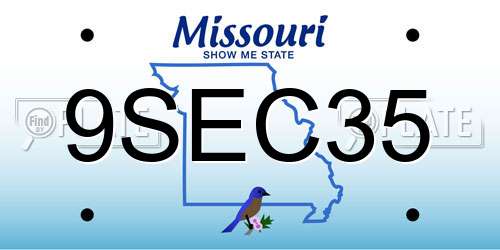9SEC35 Missouri License Plate