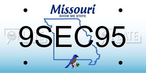 9SEC95 Missouri License Plate