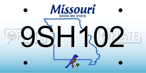 9SH102 Missouri License Plate