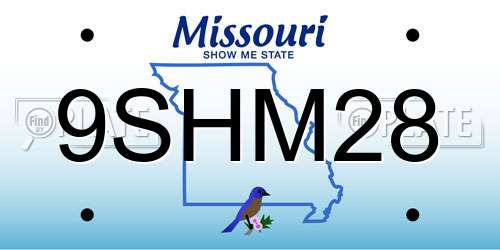 9SHM28 Missouri License Plate