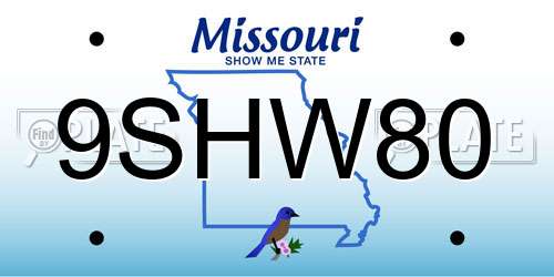9SHW80 Missouri License Plate