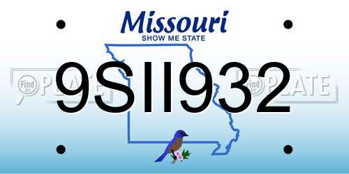 9SII932 Missouri License Plate