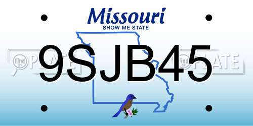 9SJB45 Missouri License Plate