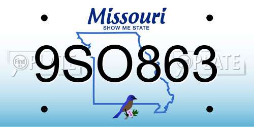 9SO863 Missouri License Plate