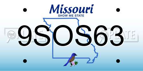 9SOS63 Missouri License Plate