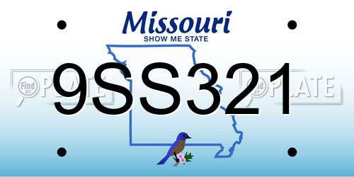 9SS321 Missouri License Plate