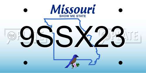 9SSX23 Missouri License Plate