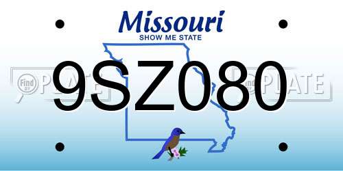 9SZ080 Missouri License Plate