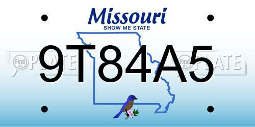 9T84A5 Missouri License Plate