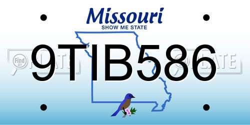 9TIB586 Missouri License Plate
