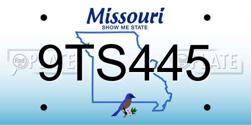 9TS445 Missouri License Plate