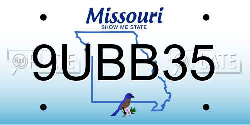 9UBB35 Missouri License Plate