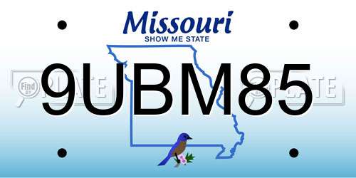 9UBM85 Missouri License Plate