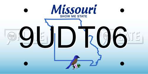 9UDT06 Missouri License Plate