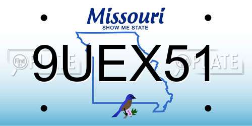 9UEX51 Missouri License Plate