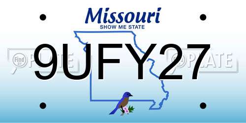 9UFY27 Missouri License Plate