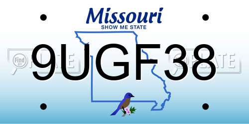 9UGF38 Missouri License Plate