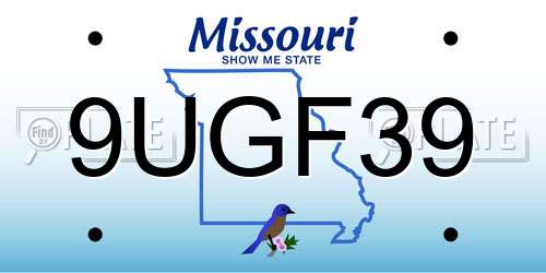 9UGF39 Missouri License Plate