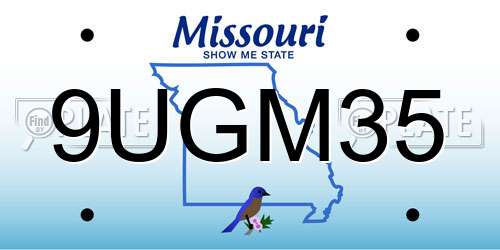 9UGM35 Missouri License Plate