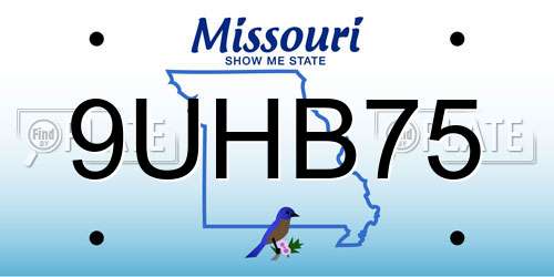 9UHB75 Missouri License Plate