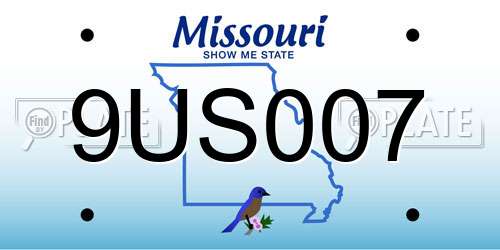 9US007 Missouri License Plate