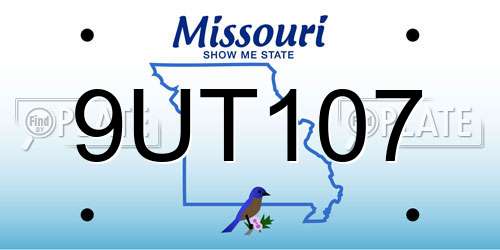 9UT107 Missouri License Plate