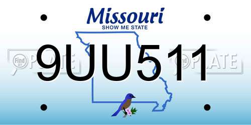 9UU511 Missouri License Plate