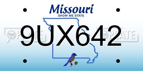 9UX642 Missouri License Plate