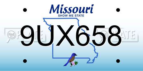 9UX658 Missouri License Plate