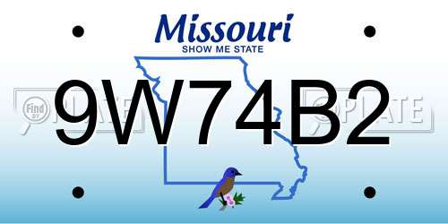 9W74B2 Missouri License Plate