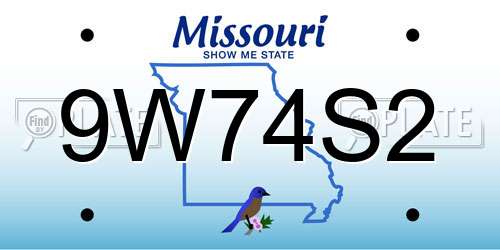 9W74S2 Missouri License Plate